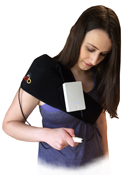 A Person Wearing a King Brand BFST Battery to Continue BFST Treatment On-the-Go