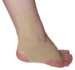 King Brand® Beige Support Tape Applied to an Ankle & Foot