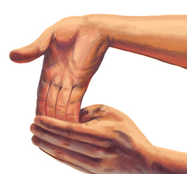 An illustration of someone stretching their fingers